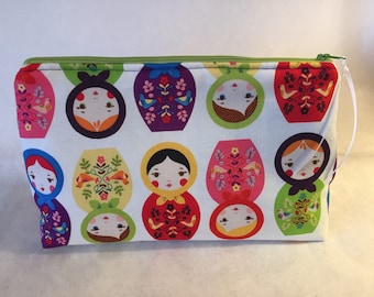 Russian Nesting Doll Zipper Pouch/Makeup Bag