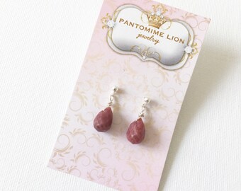 Rhodonite Sterling Silver Stud Earrings