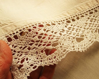 Two Linen Vintage Lace Tablecloths, Traycloth, Hand-made Lace,