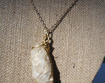 Wire Wrapped Natural Quartz Cluster Necklace