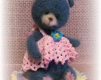 Belle, OOAK Miniature Thread Artist Bear Crochet Doll