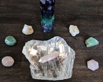 Unique Raw Selenite Crystal , Natural Crystal Slab, Raw Crystal, Crystal and Jewelry Cleansing Crystal Slab, Metaphysical Healing, Reiki
