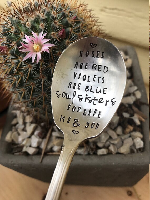Stamped Silver Spoon Friendship Poem Soul Sisters Stamped