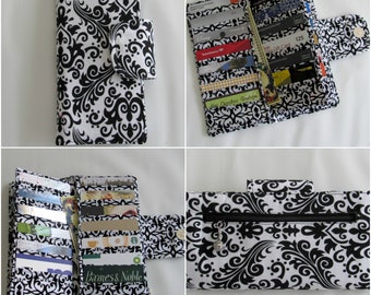 Bifold Card Wallet, Bifold Women Wallet, women's wallet, Card Organizer Wallet, 38 slots, Card Wallet, Credit Card Wallet, Purse Coin Damask