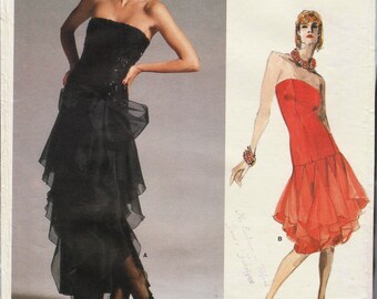 Vogue 1701 / Vintage Designer Original Sewing Pattern By Bellville Sassoon / Evening Dress / Strapless Gown / Size 10