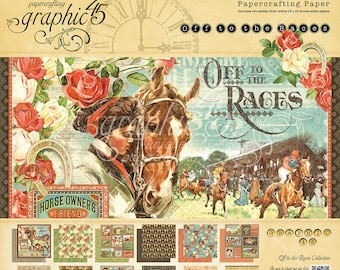 Graphic 45 Off To The Races 12x12 Paper Pad, SC007669