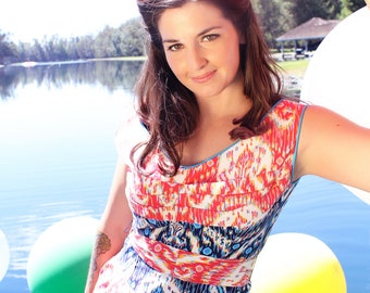 A-line belted ikat summer dress