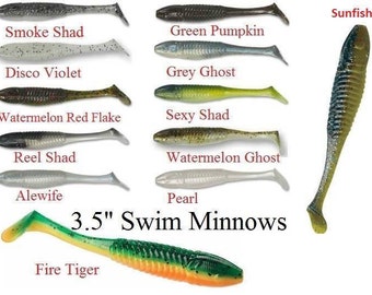 120 - 3.5" Swim Minnow Soft Plastic Fishing Lures Assortment