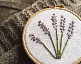 Lavender floral embroidery hoop Art 4"