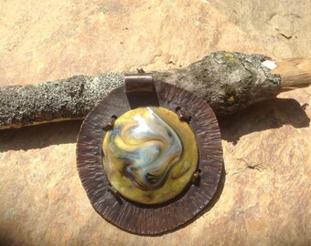 Copper enamel,pendant ,torch fired,necklace,handmade