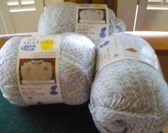 3 - All Seasons Yarn - Color Soft Heather - No Dye Lot - 12 Ozs. Each - 100% Acrylic - 3 Ply- New - Price Is For All