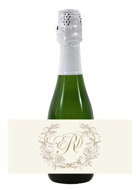 20 mini wine or champagne monogram labels for wedding welcome
