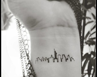 New York skyline tattoo temporary tattoos fake tattoos New York city silhouette tattoos