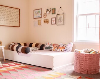 Toddler Wood Box Floor Bed Montessori Platform Kids Bed