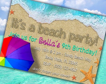 Beach Party Invitation Summer Fun Invitation Splash On