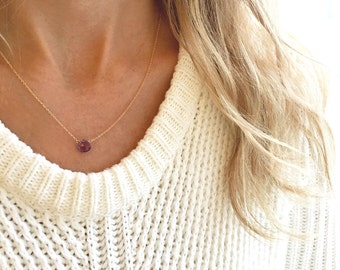 Amethyst Necklace, Gold Amethyst Necklace, February Birthstone, Amethyst Crystal, Dainty Necklace, 14k Gold Filled, Sterling Silver Amethyst