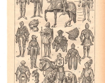 Vintage "Armor" 1930's French dictionary illustration / Digital download