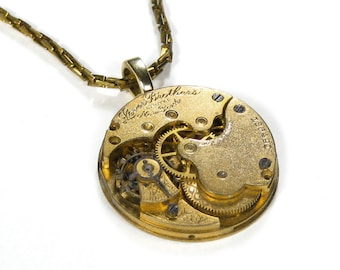 Steampunk Jewelry Necklace Vintage Gold Pocket Watch, Steam Punk Jewellery, Choker Style Anniversary Girlfriend Gift BEAUTY! - by edmdesigns