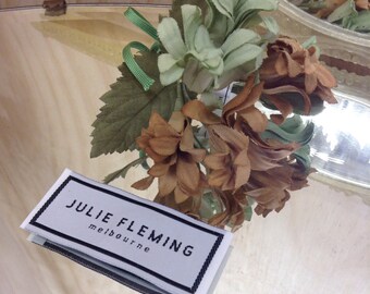 Handmade Vintage millinery flower bunch new old stock pristine Green and Tan hat trim