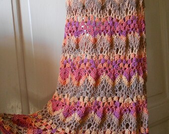Crochet Skirt Long Cotton Skirt Long Summer Skirt Long Gypsy Skirt Salmon FREE SHIPPING