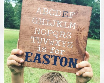 Alphabet Sign, ABC Nursery Decor, Wood Sign