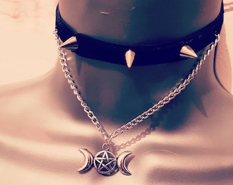Moon phase/Pentagram Choker