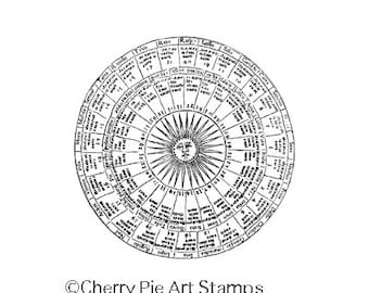 Sun Chart, esoteric, astrology CLiNG RuBBer STaMP by Cherry Pie Q483