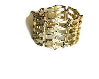 CORO Vintage Gold Tone Wide Link Bracelet