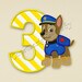 SALE! Paw Patrol Chase Third birthday applique embroidery design, Paw Patrol Machine Embroidery Designs, Embroidery designs baby, #069