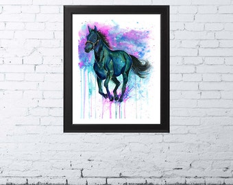 HORSE PRINT | Horse Painting | Horse Art | Horse Watercolor | Horse Lover | Equine Art | Colorful Horse | Horse Wall Decor | Christmas Gift