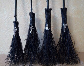 Black Altar Broom, Black Witch's Broom, Halloween Broom, Black Goth Style, Wiccan besom, Pagan ritual,custom size, Wiccan Broom, Pagan Altar