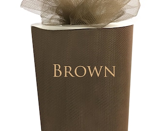 TULLE Roll Spool 6"x100yd, 300 Feet Tutu Wedding Gift Craft Bow Decoration Craft - Brown