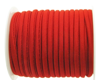 2 Meters Stitched Red Nylon Lycra Cord, Soft And Thick Cord, Stretchy Nylon Lycra String, Elastic Cord 5 mm Sold in 2 & 5 meter Length