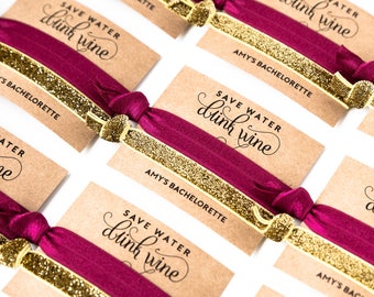 YOU DESIGN Hair Tie Favors | Bachelorette Party Favors, Wedding + Bridal Shower Favors, Personalized Hair Tie Favors, Gold Glitter Sparkle