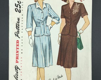 Simplicity 1935 Two-Piece Dress Size 18 1/2 Vintage Sewing Pattern (SW030ET)