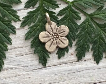 Hill Tribe silver, hill tribe silver charm, silver flower charm 12mm