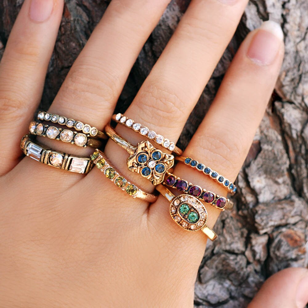 Stacking Rings Set Stackable Rings Crystal Rings Stack