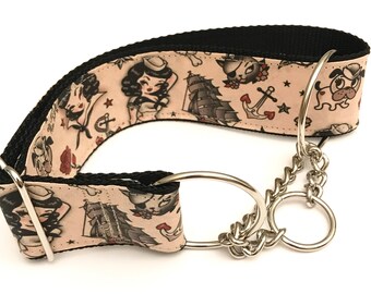 Traditional tattoo inspired dog collar