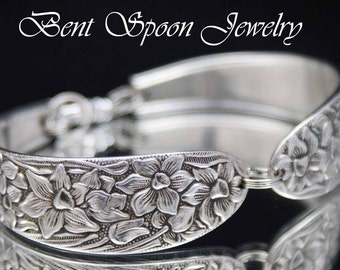 Spoon Bracelet, Narcissus 1935 Silver, Spoon Jewelry, Silver Bracelet, Silverware Jewelry, Silverware Bracelet,