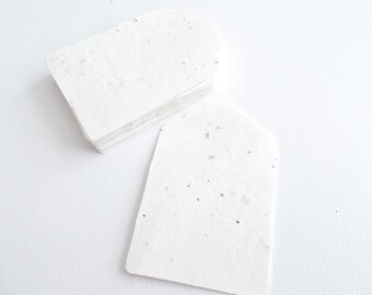 25 White Plantable Paper Gift Tags - Eco Friendly Paper Embedded with Flower Seeds - Plant and Grow!