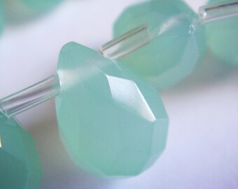 4. Peru Blue Chalcedony 10x14mm Faceted Briolette 2 Pcs