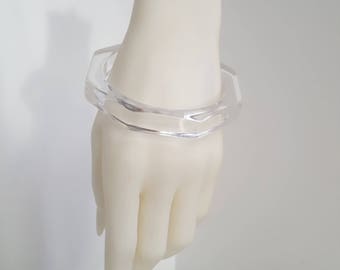 Vintage Bangle - Clear Lucite Bangle Bracelet - Octagonal Bangle - Octagonal Bracelet - Transparent Lucite - Acrylic - Gift for Her