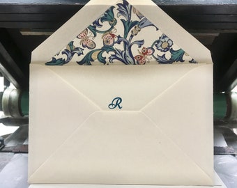 Gift set- 6 cards & envelopes- Florentine paper-teal