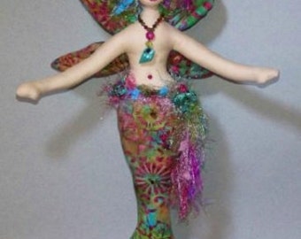 ON SALE: Enchanting wall style winged fiber sculpted fantasy mermaid