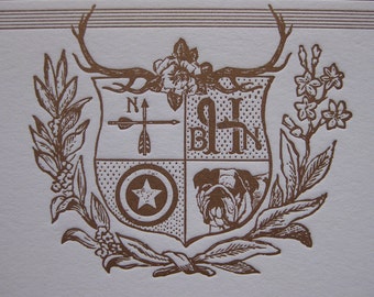 Modern Family Crest Custom Letterpress Stationery