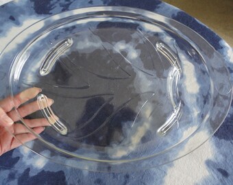 Vintage Pyrex Meat Platter Tray Glass Footed Tree Pattern