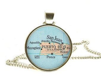 Puerto Rico map pendant, Puerto Rico necklace, Puerto Rico pendant, Puerto Rico jewelry