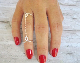 Double ring, Sterling silver ring, Adjustable ring, Stacking rings sterling silver, Double finger ring, Two finger ring, knuckle ring set