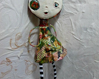 Art Doll OOAK Original - Paper Clay/ Mixed Media One of a kind Whimsical Wall Art/ Gift/ Original Handmade