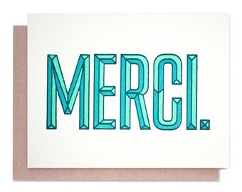 Merci | Thank You Card | Letterpress Card | Thank you cards | Many thanks card | Thank you card | French Greeting Card | Thank You Notes